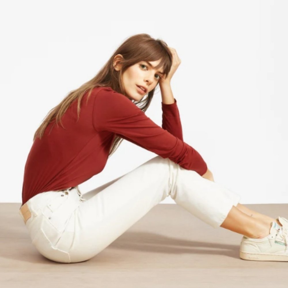 Everlane The ’90s Cheeky Straight Jean in Bone